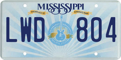 MS license plate LWD804