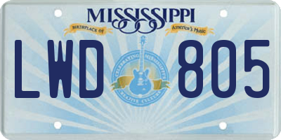 MS license plate LWD805