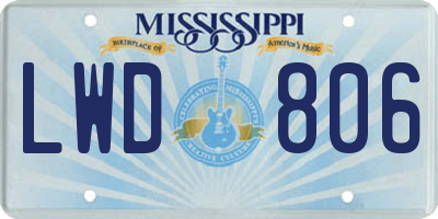 MS license plate LWD806