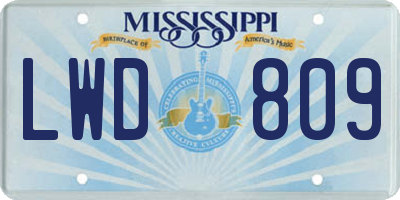 MS license plate LWD809