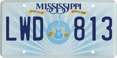 MS license plate LWD813