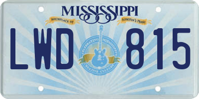 MS license plate LWD815