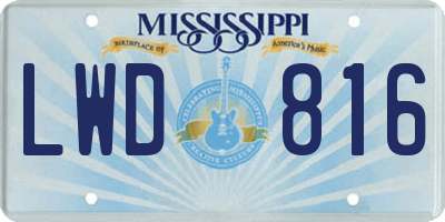 MS license plate LWD816
