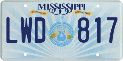 MS license plate LWD817