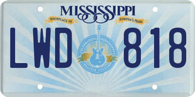 MS license plate LWD818