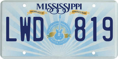 MS license plate LWD819
