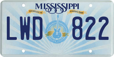 MS license plate LWD822