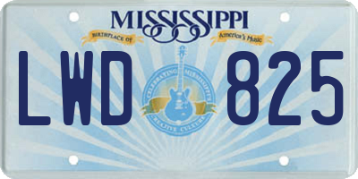MS license plate LWD825