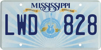 MS license plate LWD828