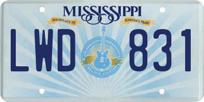 MS license plate LWD831