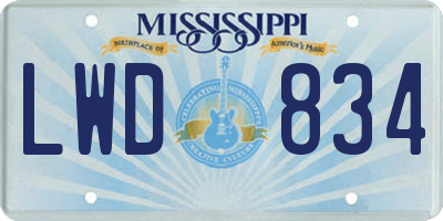 MS license plate LWD834