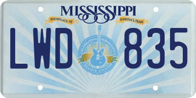MS license plate LWD835