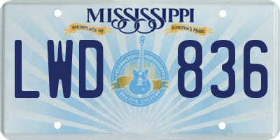 MS license plate LWD836