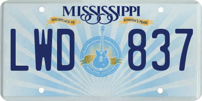 MS license plate LWD837