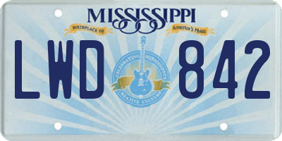MS license plate LWD842