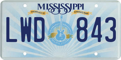MS license plate LWD843