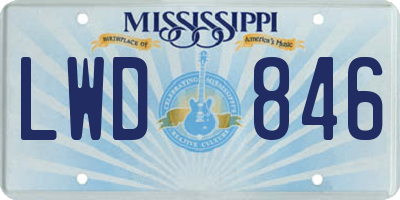 MS license plate LWD846