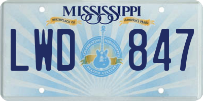 MS license plate LWD847