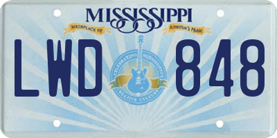 MS license plate LWD848