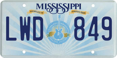 MS license plate LWD849