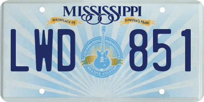 MS license plate LWD851