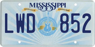 MS license plate LWD852