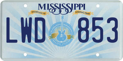 MS license plate LWD853