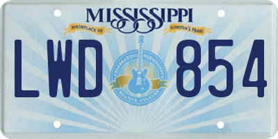 MS license plate LWD854