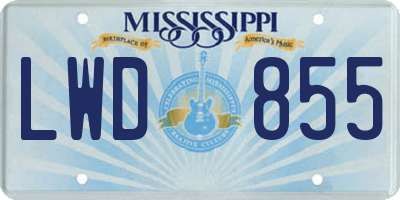 MS license plate LWD855