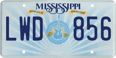 MS license plate LWD856