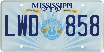 MS license plate LWD858