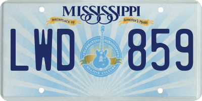 MS license plate LWD859