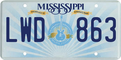 MS license plate LWD863