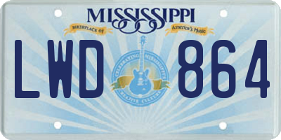 MS license plate LWD864