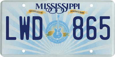 MS license plate LWD865