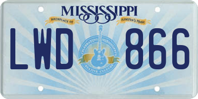 MS license plate LWD866
