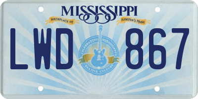 MS license plate LWD867