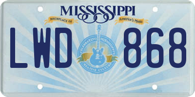 MS license plate LWD868