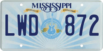 MS license plate LWD872