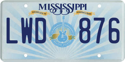 MS license plate LWD876
