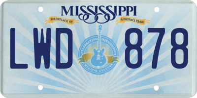 MS license plate LWD878