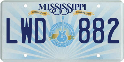 MS license plate LWD882