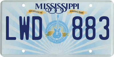 MS license plate LWD883