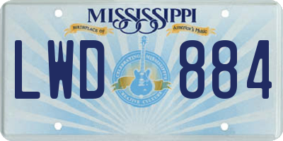 MS license plate LWD884