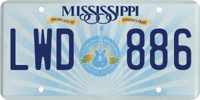 MS license plate LWD886