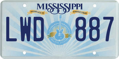 MS license plate LWD887