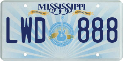 MS license plate LWD888