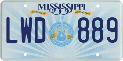 MS license plate LWD889