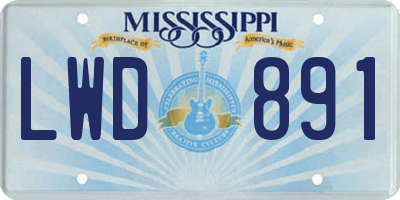 MS license plate LWD891