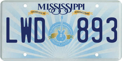 MS license plate LWD893